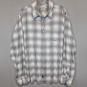 Faherty Brand Men’s XL Plaid Button Up Shirt Gray White Soft Flannel Casual